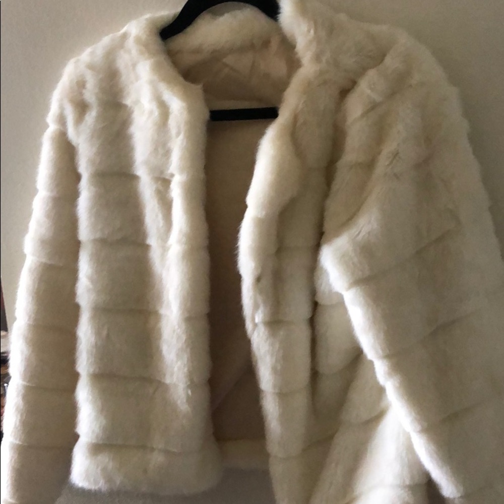 White faux fur jacket